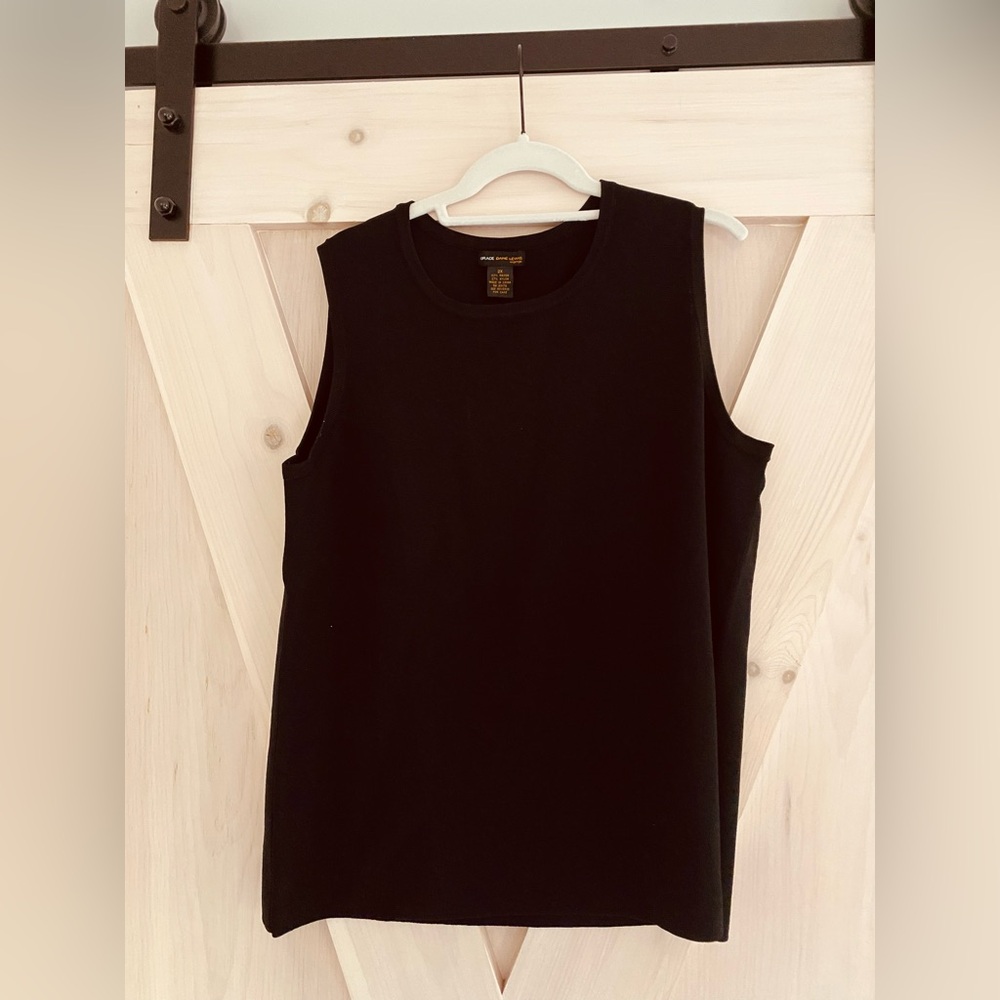 Grace Dane Lewis Black Sleeveless knit Woman Top 2X Substantial Casual plain